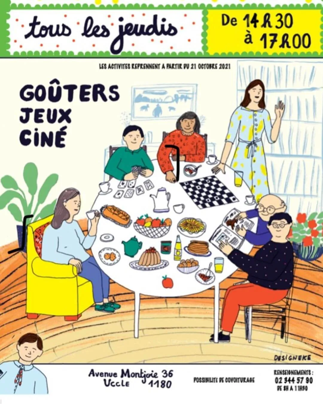 Affiche du Club 36 : goûters, jeux et ciné